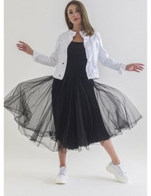 Resim Beyaz Power Strech Çıt Çıtlı Slim Fit Denim Ceket 0581 Beyaz 