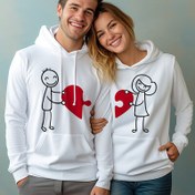 Resim Aşk Yapbozu Kapşonlu Sevgili Sweatshirt 