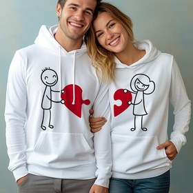 Resim Aşk Yapbozu Kapşonlu Sevgili Sweatshirt 