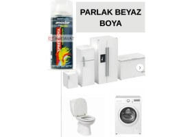 Resim Kl Home PARLAK BEYAZ PRO SERİ AKRİLİK SPREY BOYA BUZDOLABI KALORİFER BOYASI 400ML 10 YIL RAF (1 ADET) 