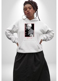 Resim Kaneki Ken Kuma Japon Anime Şeytan Kadın Erkek Beyaz Kapüşonlu Sweatshirt Hoodie Beyaz 