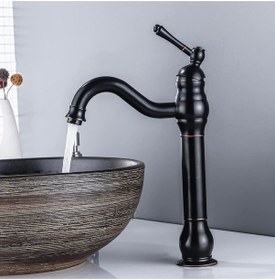 Resim İsaoğlu Yapı Siyah Çanak Lavabo Bataryası Siyah Vintage Armatür Çanak Lavabo Uyumlu Batarya Siyah 