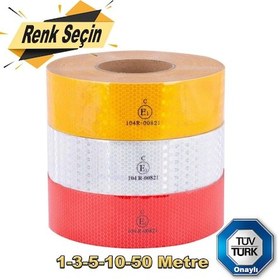 Resim Tüvtürk Onaylı Reflektörlü Reflektif Fosforlu Şerit Bant Bandı 