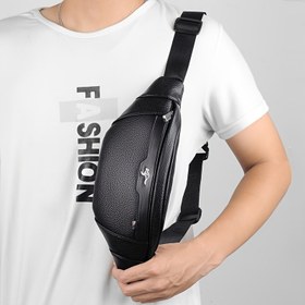 Resim Erkekler için Sentetik Deri Çapraz Vücut Çantası - Ayarlanabilir Askı, Çoklu Bölmeler, Yürüyüş, Bisiklet ve Günlük Seyahat için Hafif Bel Paketi, Siyah, Bisiklet Çantası | Modern Çapraz Vücut Çantası | Ayarlanabilir Askılı Çanta 