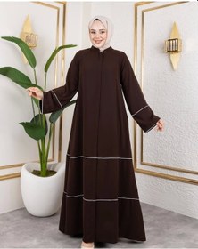 Resim Nevayla Moda Kıl Biye Detaylı Abaya/ferace / Taba - F0145 Taba 