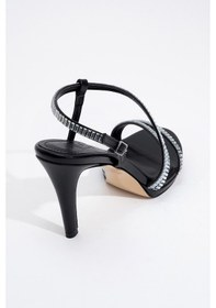 Resim Luvishoes Luvi Shoes Nuevo Siyah Cilt Taşlı Kadın Topuklu Abiye Ayakkabı Siyah Cilt 