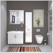 Resim Denko Lotus 80 Cm Mdf Üzeri Lake Banyo Takımı Ve Boy Dolabı 