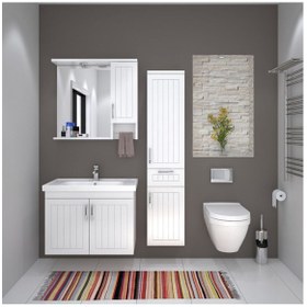 Resim Denko Lotus 80 Cm Mdf Üzeri Lake Banyo Takımı Ve Boy Dolabı 