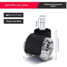 Resim Mufunye Ofis Sandalyesi Icin 2ınch Pu Materyal Transparan Kristal Tekerlekler - Sessiz, Kaygan Ve Dayanikli Universal Swivel Tekerlekler 