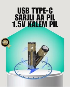 Resim 1.5v Aa Şarjlı Lityum Pil 1000+ Kez Şarj Edilebilir Hızlı Type-c Şarj 2 Adet 
