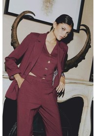 Resim Defacto Sorbe x DeFacto Regular Fit V Yaka Düğmeli Blazer Yelek D9928AX24AU Bordo 