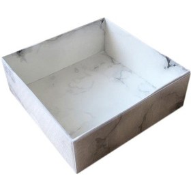 Resim Asetat Kapaklı Karton Kutu Mermer Desenli 8X8X3 50 Adet Beyaz N11.9185 