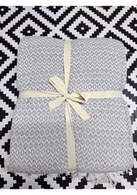 Resim Pamuklu Pike Renkli Desenli Örtü Gri Gri 