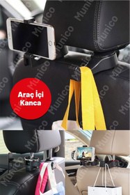 Resim Munico Araç İçi Koltuk Arkası Askılık ve Telefon Tutucu – Dayanıklı ABS Gövde, Yüksek Taşıma Kapasitesi 