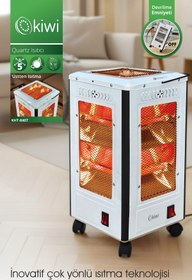 Resim Kiwi KHT-8407 Quartz Isıtıcı | 5 Yönlü Isıtma & Enerji Tasarruflu Kuvars Tüp & Taşınabilir Tasarım 