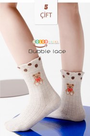 Resim Color Socks 5 Çift Bear Desenli Kız Çocuk Çorap Seti (Extra Soft) 