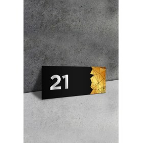 Resim Ahwall Dekoratif Aynalı Kapı Numarası Pleksi No: 21, Gold 