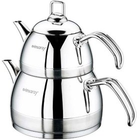 Resim Evimsaray Çaydanlık Takımı Venüs Sade Büyük Boy Gri 