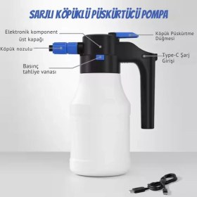 Resim Coofbe 1.5lt Yüksek Basınçlı Şarjlı Tam Otomatik Köpük Makinası Oto Yıkama Pompası Köpük Püskürtücü 