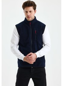 Resim Monox Erkek Tam Fermuarlı Spor Polar Yelek Lacivert 