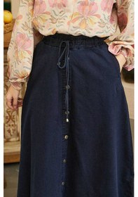 Resim 2215-denim Mevlana Düğmeli Etek Lacivert Lacivert 