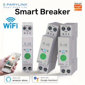 Resim Tuya Akıllı WiFi Anahtarı Kablosuz Uzaktan Kumanda ile, Alexa ve Google Asistan ile Ses Uyumlu, Zamanlayıcı Fonksiyonu, Akıllı Ev Otomasyonu, PC Malzemesi, 110V/220V, 100A'dan Fazla Olmayan, Pil Gerektirmez, Akıllı Ev için Devre Kesici 