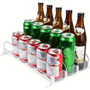 Resim 1 adet Buzdolabı İçin Soda Kutusu Düzenleyici - İçecek Dağıtıcısı, Buzdolabı & Kiler İçin Plastik Saklama Kutusu, Mutfak Aksesuarı 