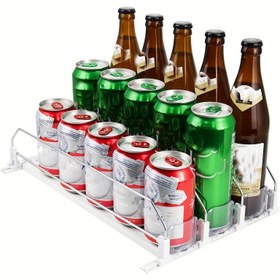Resim 1 adet Buzdolabı İçin Soda Kutusu Düzenleyici - İçecek Dağıtıcısı, Buzdolabı & Kiler İçin Plastik Saklama Kutusu, Mutfak Aksesuarı 