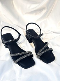 Resim Bulutmod Ba04262 Siyah Kadın İki Taşlı Abiye Yumuşak Taba 3 Cm Topuklu Ayakkabı - 39 Siyah - Antrasit 