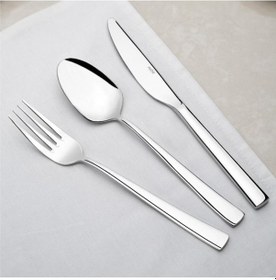 Resim Nehir Deniz Sade Model 89 Prç. Çatal Kaşık Bıçak Seti Kutulu Gümüş 