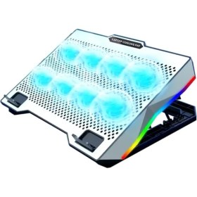 Resim Storemax Telefon Tutuculu Profesyonel Dizüstü Bilgisayar Notebook Soğutucu Laptop Stand Işıklı Oyuncu Laptoplarına Özel 8 Büyük Fanı Ile Hızlı Soğutma 2 USB Giriş S608 