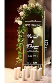 Resim MasKEY Düğün Nişan Söz Kına Doğum Günü Ayna Yazısı Beyaz Sticker 