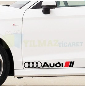 Resim Audi Logo Marşpiyel Yan Kapı Altı Oto Sticker Etiket 2 Adet 