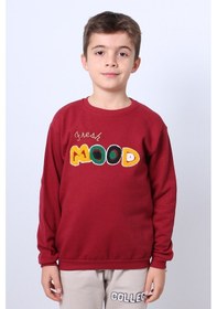 Resim Hçm Erkek Çocuk Şardonlu Sweat Mood Nakış Detaylı Ribanalı E35 Bordo 