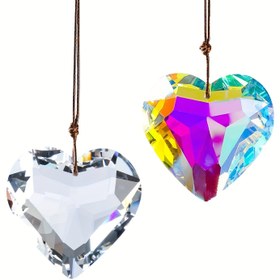 Resim 2 adet 30mm Kristal Aşk Kolye, 2 adet Sevgililer Günü Doğum Günü Noel Hediyesi, 2 adet Kristal Aşk Işık Yakalayıcı 