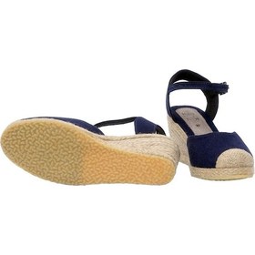 Resim Dolgu Topuk Keten Ön Hasır Arka Açık Sandalet Lacivert Lacivert 1394 Lacivert 