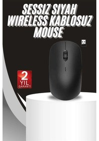 Resim Ergonomik Tasarım Kablosuz Siyah Mouse Hassas Uzun Ömürlü 