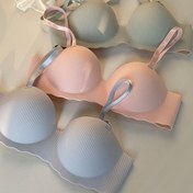 Resim 3 adet Kadın İç Çamaşırı, Küçük Göğüs, Toplu Çizgili Yarım Kup, Çekici ve Destekleyici, Sallanmayı Önleyen, Yumuşak ve Rahat 
