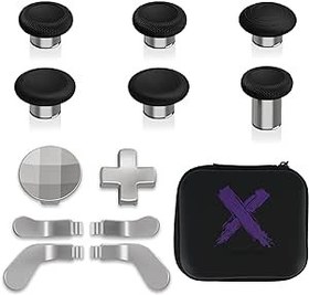 Resim eXtremeRate 13 in 1 Component Pack Kit for Xbox Elite Series 2 Controller, 6 Metal Thumbsticks & Adjustment Tool, 2 D-Pads, 4 Paddles for Xbox Elite Series 2 Core Controller - Metallic Silver 