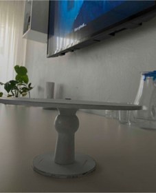 Resim Bizizmoda Ayakli Pasta Standı Beyaz Eskitme Ahsap Sunum Standı Pasta Standı Kek Standı 