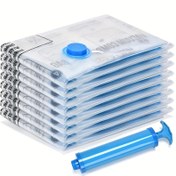 Resim 5/6/7 Parça Yer Tasarruflu Vakumlu Saklama Torbası + 1 El Pompası - Çok Amaçlı Plastik Genişletilebilir Çanta, Giysi, Yün Mont, Battaniye ve Örtüler İçin - Elektriksiz, Yerden Tasarruf Sağlayan Depolama Çantası 