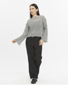 Resim KNİTİCAL TEKSTİL knitical Bolero shams Krem Crop Bluz Ajurlu Triko Örme 