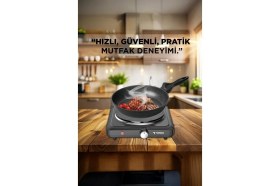 Resim Torima Elektrikli Ocak Termostatlı Ayarlanabilir Tekli Ocak TEH01 Siyah 