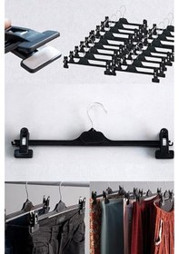 Resim Pantolon Etek Askısı Plastik 38 Cm Siyah Mandallı Giyim Askısı 50 Adet Diğer 