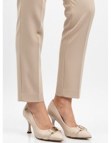 Resim Bej Saten İnce Topuklu Kadın Abiye Ayakkabı Pc-55201 Z Bej 