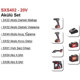 Resim Stech End SXS402-20 V 4'lü Akülü Set 