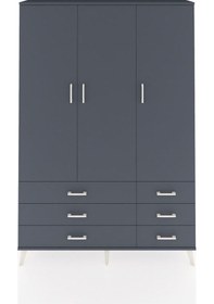 Resim Arges Dolap 5 Raflı 6 Çekmeceli Tek Askılı 132x30x195 Antrasit-antrasit/antrasit Antrasıt/antrasıt 