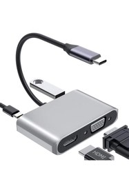 Resim Hype Store Type-C Hdmi Vga Usb 3.0 Type 4in1 Video Dönüştürücü Veri Aktarıcı Usb Adaptör Notebook ve Macbook il 