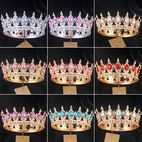 Resim 1 Adet Şık Gelin Taç - Prenses Kraliyet Düğün Saç Aksesuarı, Pastel Pembe/Mor/Kırmızı, Gelini, Baloya, Doğum Günü Partisi, Fotoğraf Çekimi İçin - Lüks Düğün Hediyesi, Detaylı Tasarım, Parlak Vurgular, Dekoratif Başlık, Etkinlik Stilisti 