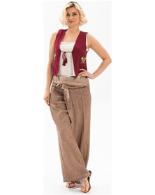 Resim Eliş Şile Bezi Unisex Şile Bezi Balıkçı Pantolon Toprak Tprk 